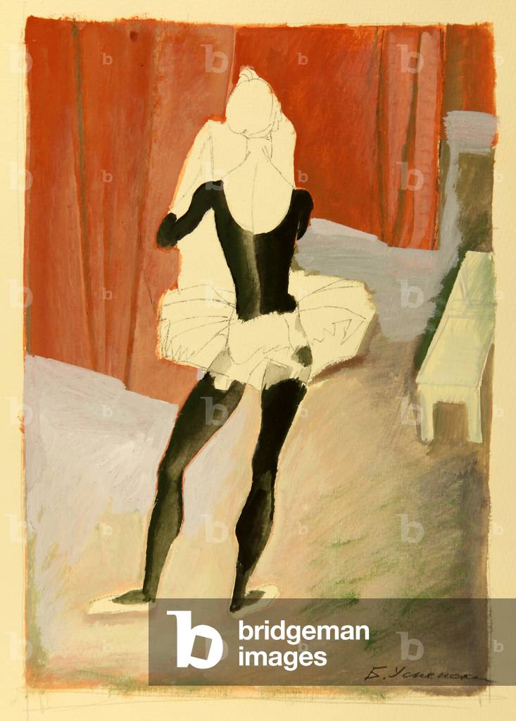 Ballerina mit Handtuch, 1972 (Tempera auf Papier)