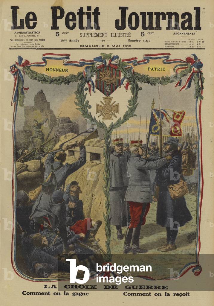 Der Croix de Guerre, französische Militärdekoration, Erster Weltkrieg (Farbe litho)