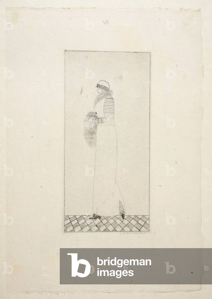 Design per un abito da giorno, piatto 7, libro 1, illustrazione da 'Wiener Werkstatte Mode 1914/15', pub. Edua