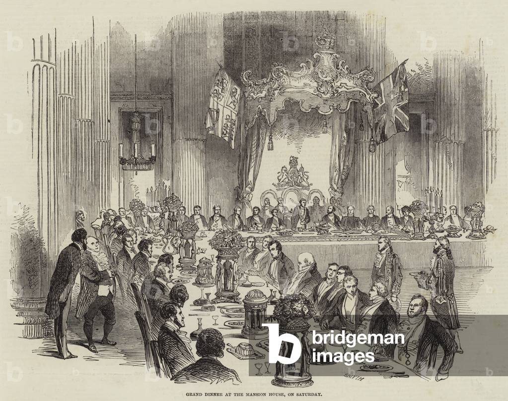 Grand Dinner at the Mansion House, on Saturday (engraving)