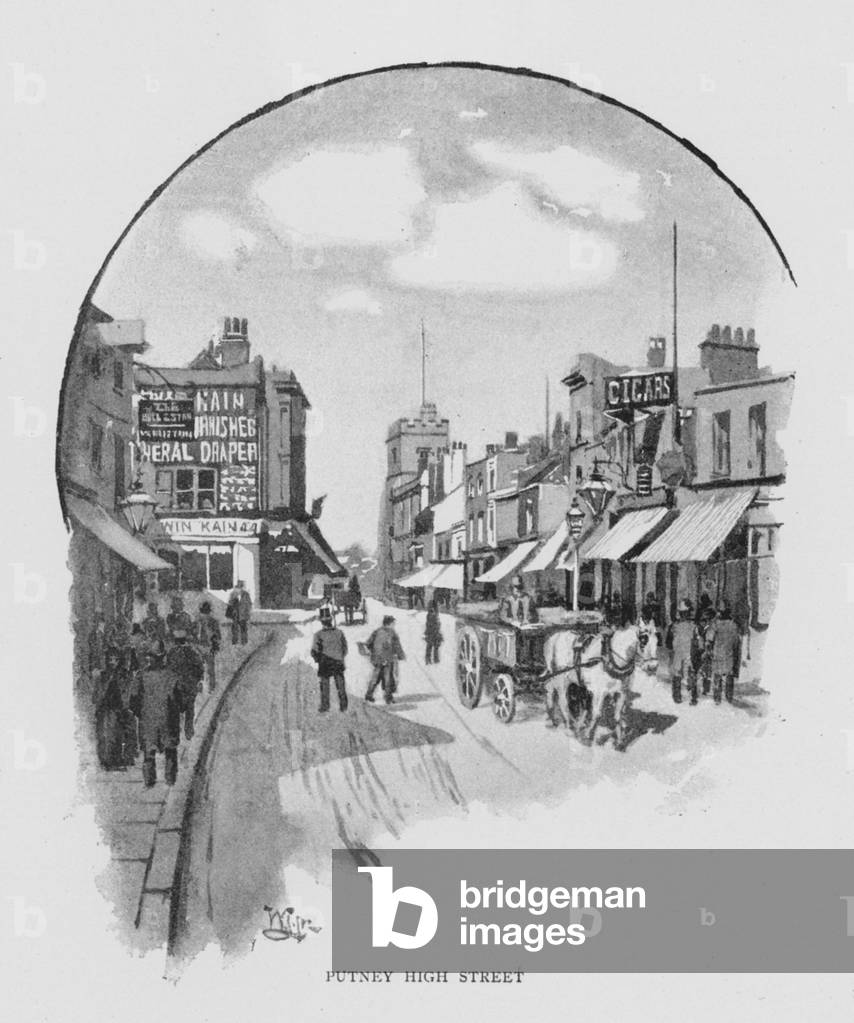 Image de Estampe représentant Putney High Street (Litho) 1801 par William Luker