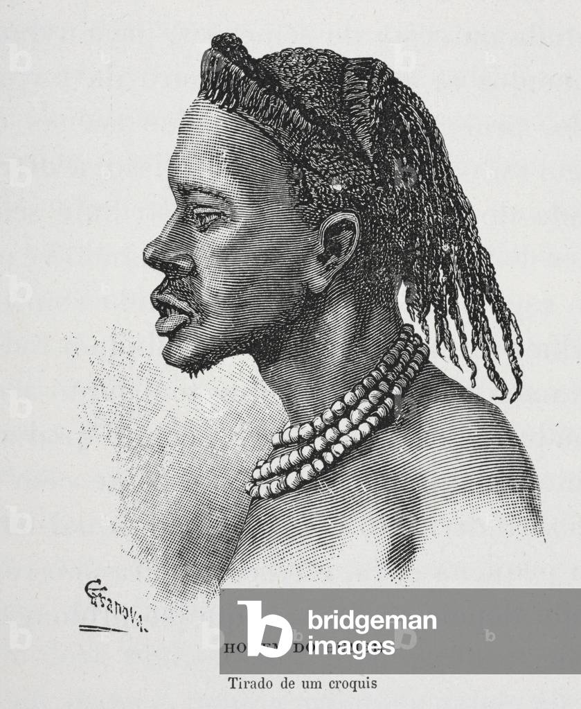 Homem do Humbe. Un uomo africano che indossa perline