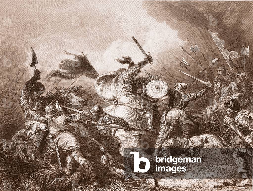 Immagine di Stampa "La battaglia di Hastings" di Philippe de Loutherbourg, b/w