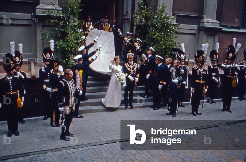 König Carl XVI Gustaf von Schweden heiratet die Deutsche Silvia Sommerlath in Stockholm, Schweden 1976