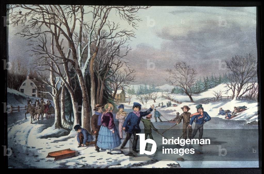 Passatempo invernale, Currier & Ives, litografia, 1855