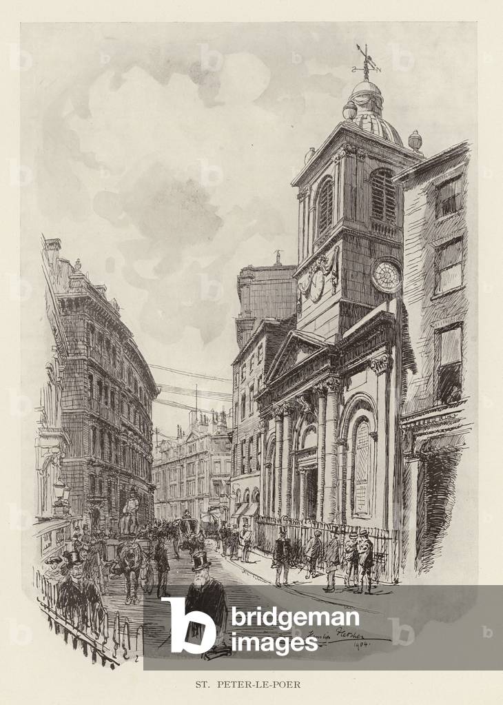 Bild von Druck "London: St. Peter-le-Poer (litho)" von Hanslip Fletcher