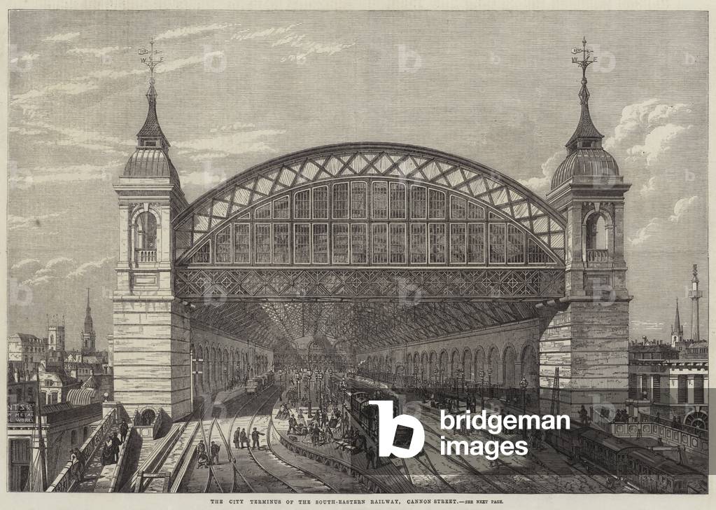 "Die City Terminus der südöstlichen Eisenbahn" von English School, b/w