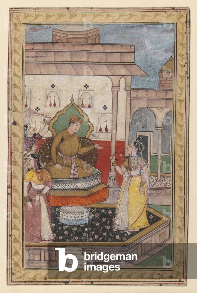 Miniaturmalerei, Hofszene, Ende 16. Jh. (blickdicht w/c auf Papier)