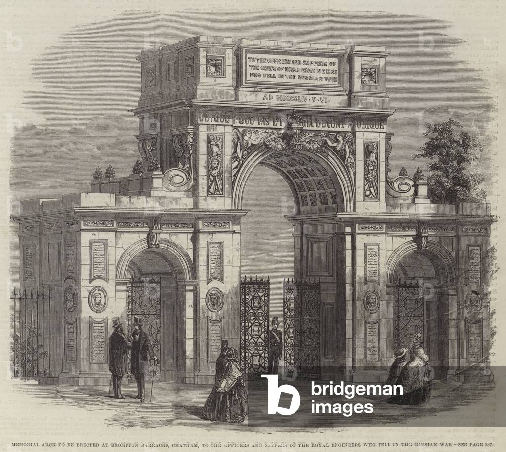 "Arco commemorativo da erigere nella Caserma di Brompton" di English School, b/w