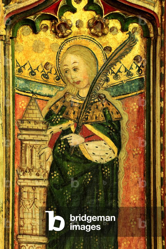 "Santa Barbara con torre e palma ramo", c.1480 di English School