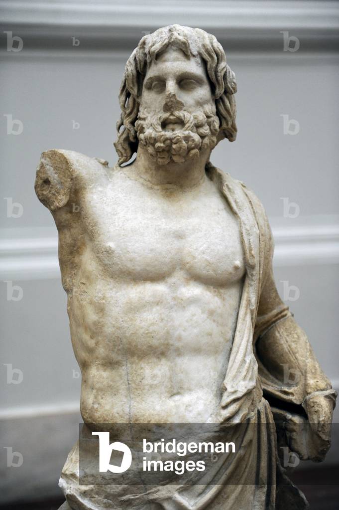 "Poseidon von der Pergamon Altar Terrasse. 160 v.Chr. Marmor. Pergamon Museum. Berlin."