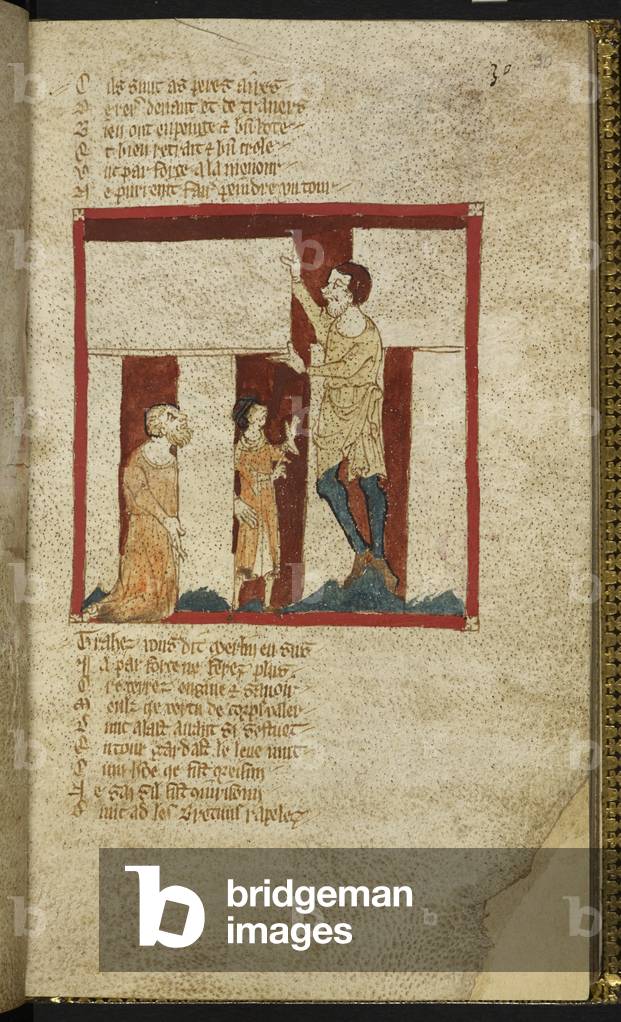 Image of Illumination depicting Stonehenge is built with Merlin's aid 1301 by English Artist