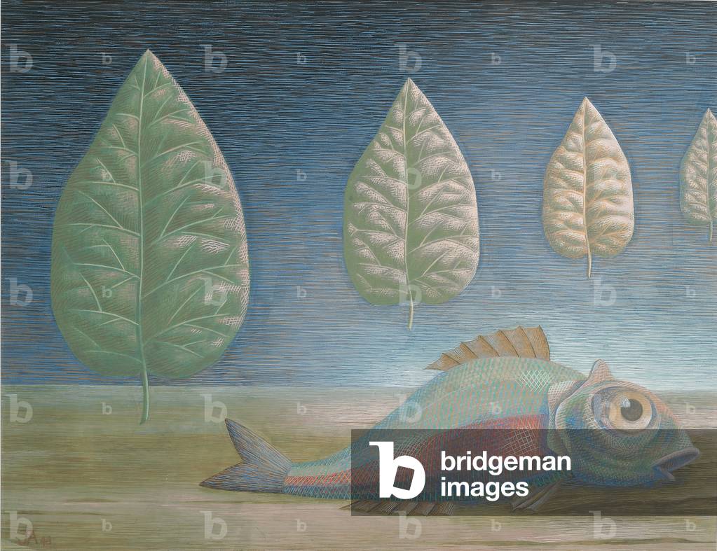 Immagine di Dipinto "Pesce in un paesaggio" 1943 di John Armstrong