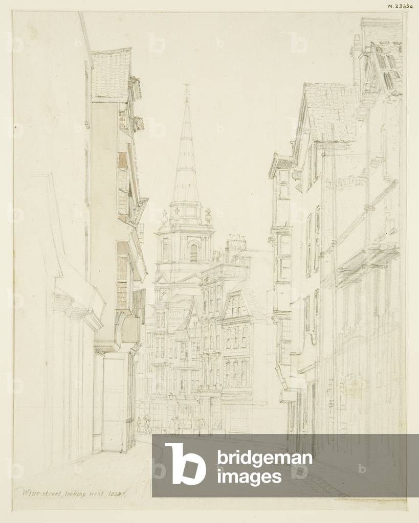 Vino Street, guardando Ovest, 1828 (matita su carta)