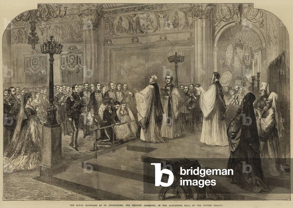il matrimonio reale a san Pietroburgo, il inglese Cerimonia, nel Alexander Sala del Palazzo d'Inverno (incisio