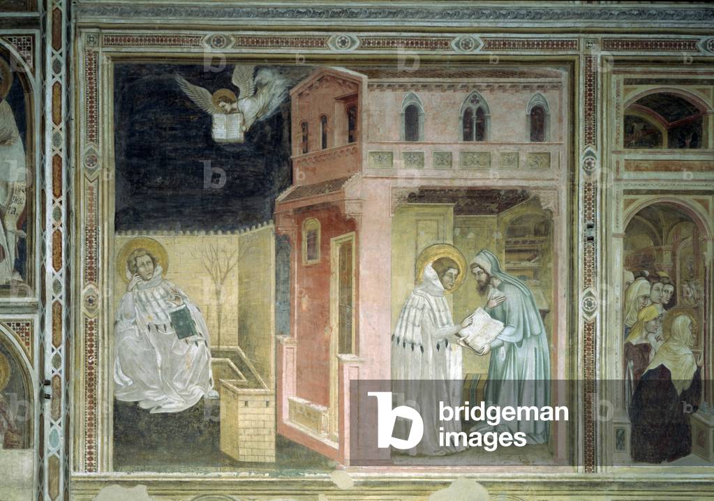 Vision des hl. Augustinus, Szene aus den Geschichten des hl. Philipp und des hl. Augustinus, von Guariento (ak