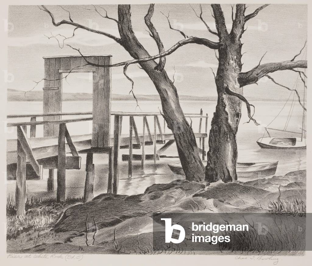 Immagine di Stampa "Molo a White Rock", 1941 di Charles T. Bowling, b/w