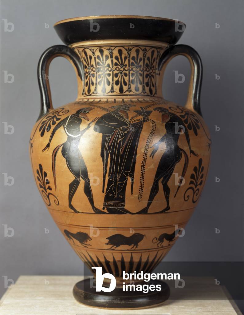 Schwarze Figur Amphora Dachboden, 6. Jahrhundert v. Chr. (terra cotta)