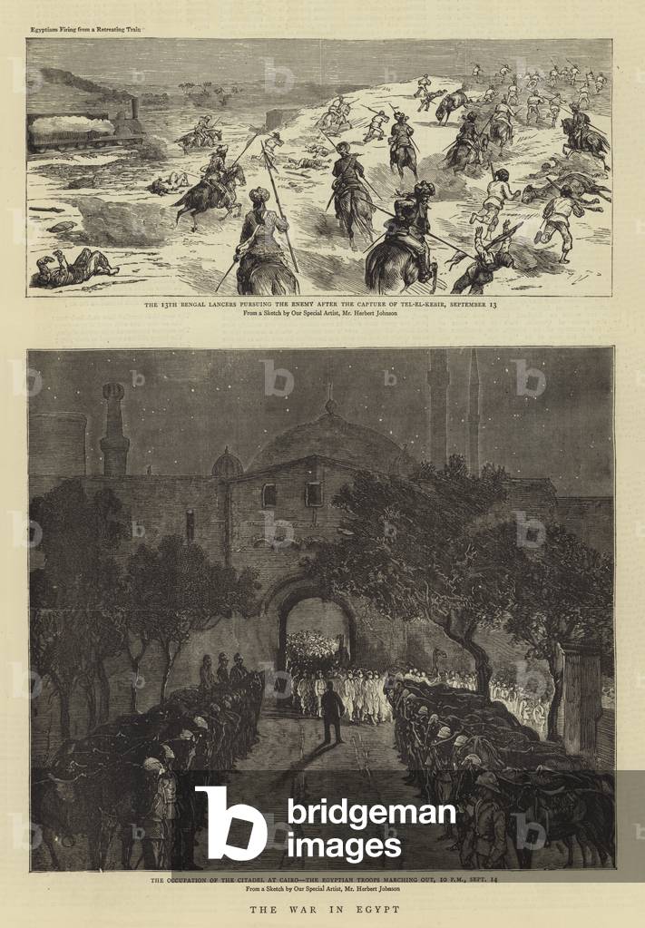 "Der Krieg in Ägypten (Gravur)" von Herbert Johnson, b/w