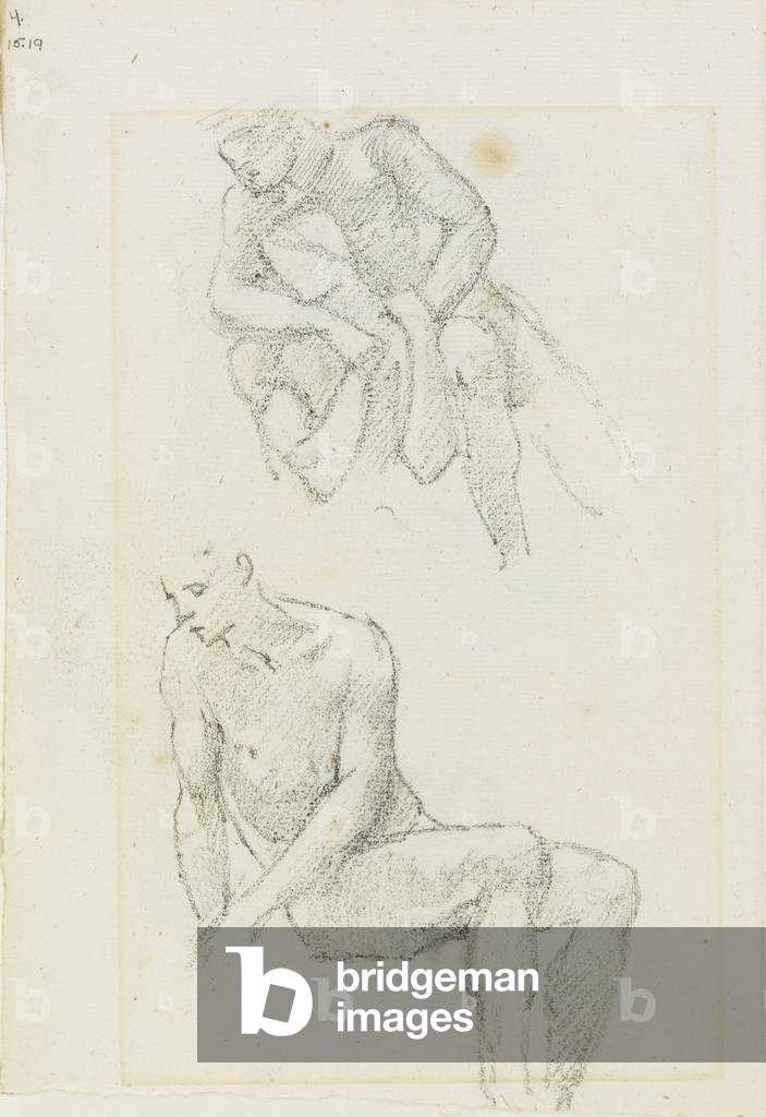 Studies of Male Figures (recto and verso) c.1880-1890 by Edward Coley Burne-Jones, b/w