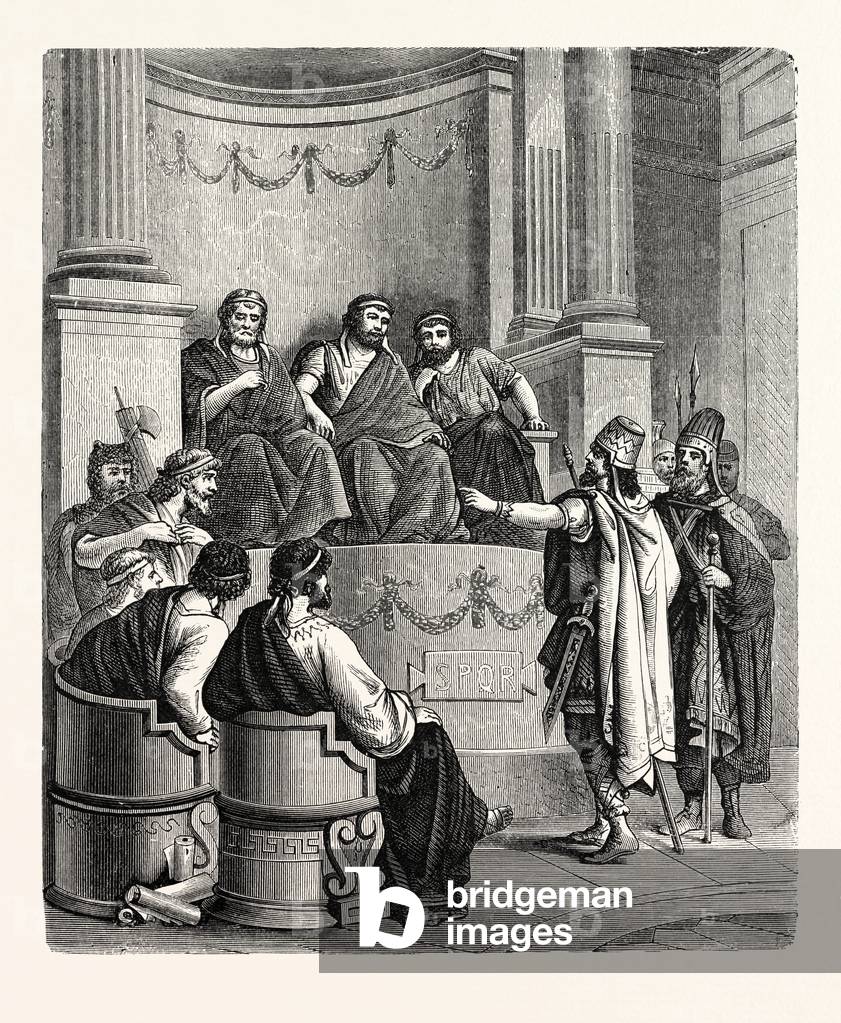 Image of Engraving depicting Eastern Kings Invoking the Judgment of the Roman State.