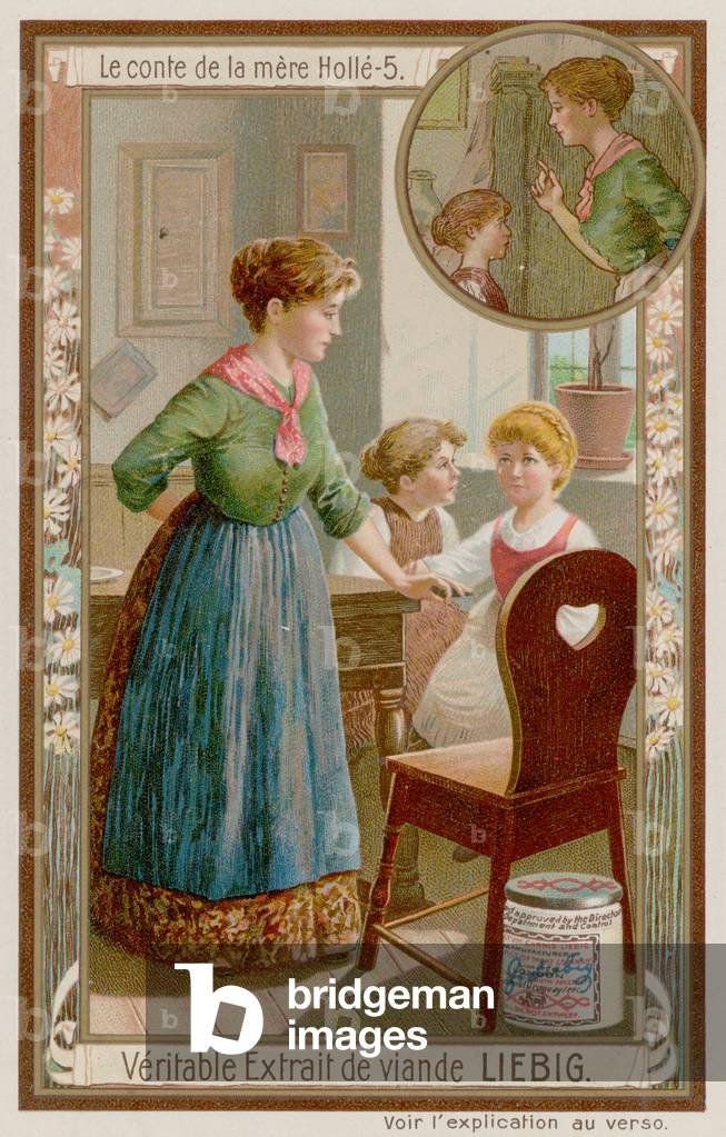 Stiefmutter sendet Ihr Tochter zu Frau holle chromolitho