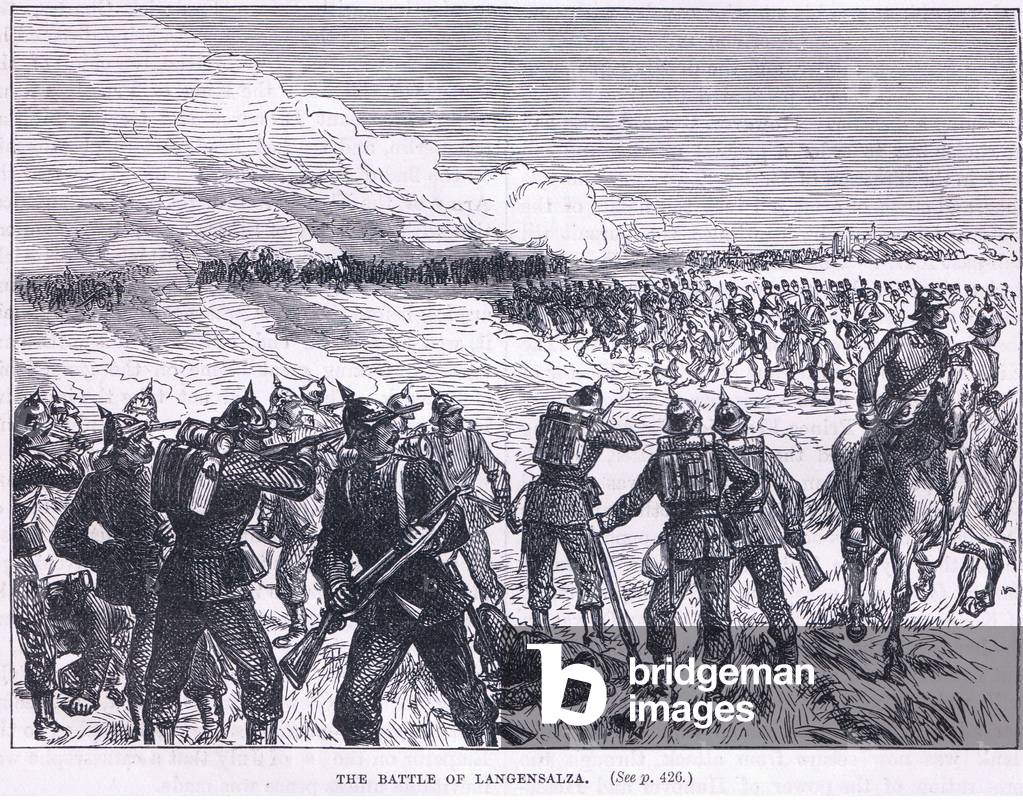 Die Schlacht von Lungensalza 1866 (litho)
