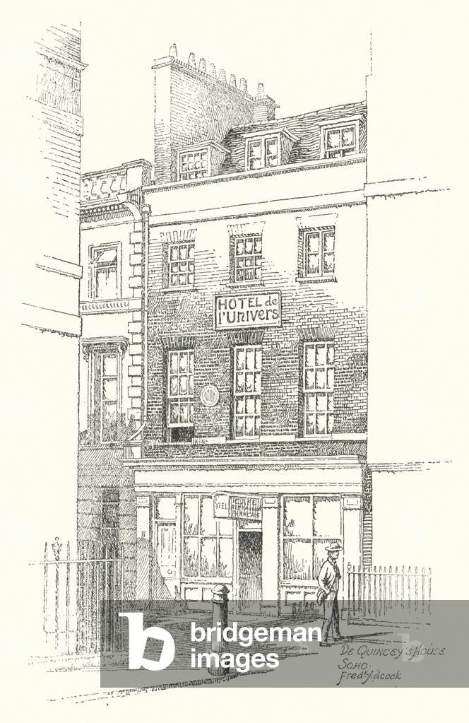 Image of Print depicting De Quincey's House by Frederick Adcock, b/w
