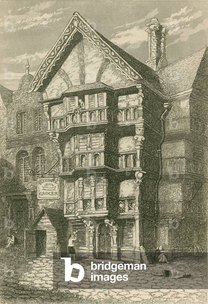 Leonard Holt transportant le paquet à l'épicier (gravure) par John Franklin, b/w