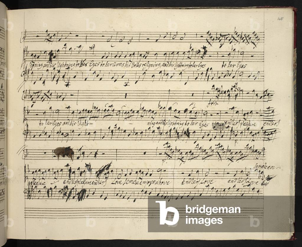 Immagine di Disegno "f.45r" 1743 di George Frederick Handel, b/w