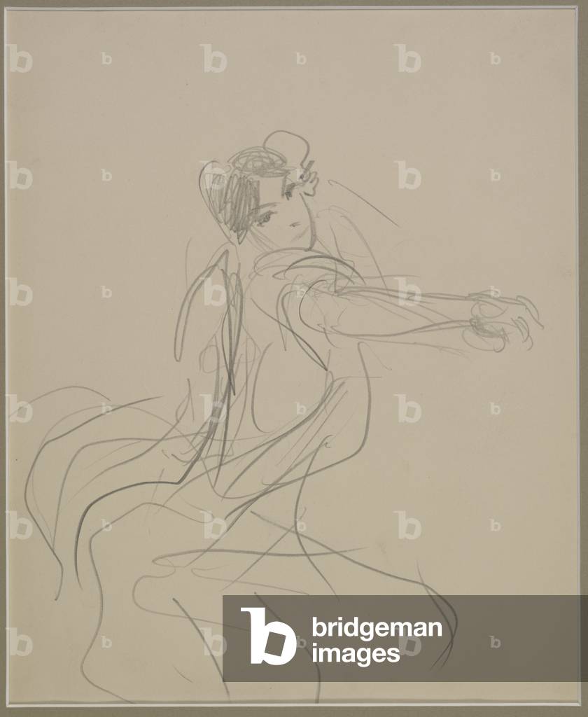 Image of Drawing depicting Sketch of a dancer 1879 by John Singer Sargent, b/w