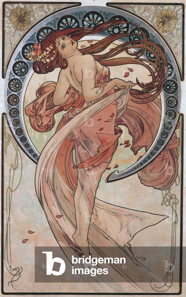 Image of Poster depicting Dance (Rose) 1898 by Alphonse Marie Mucha