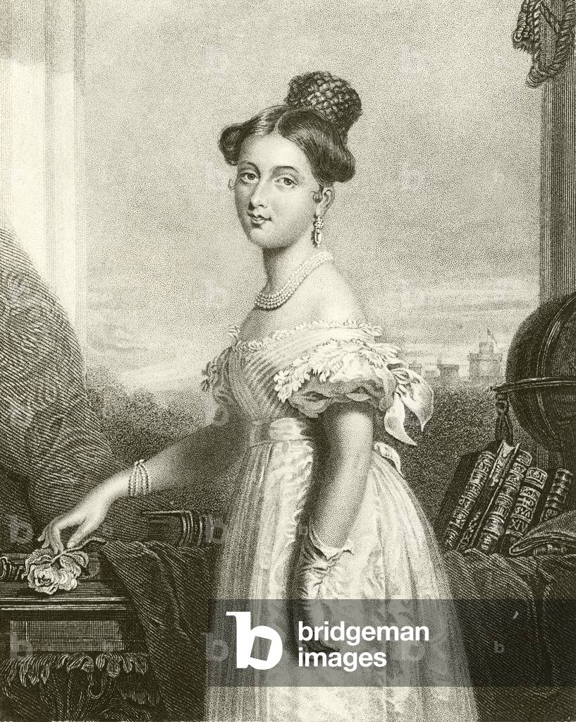 Queen Victoria (engraving) by English Artist, b/w