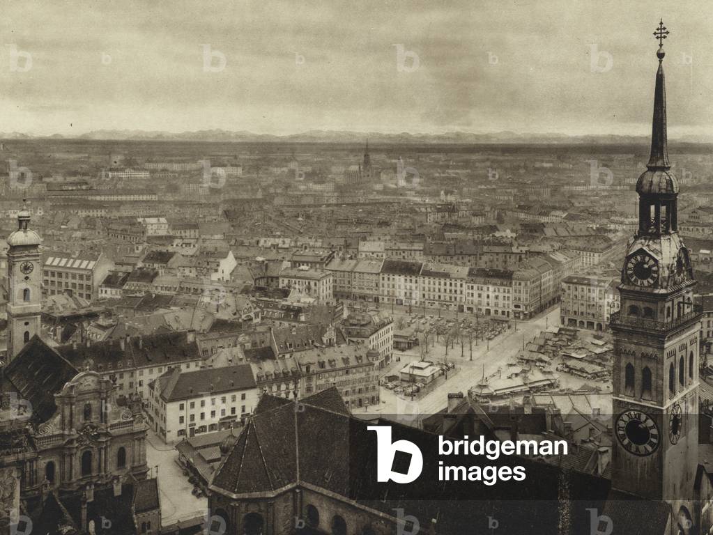 Munchen / Monaco di Baviera: Munchen mit Gebirge (foto b/n)