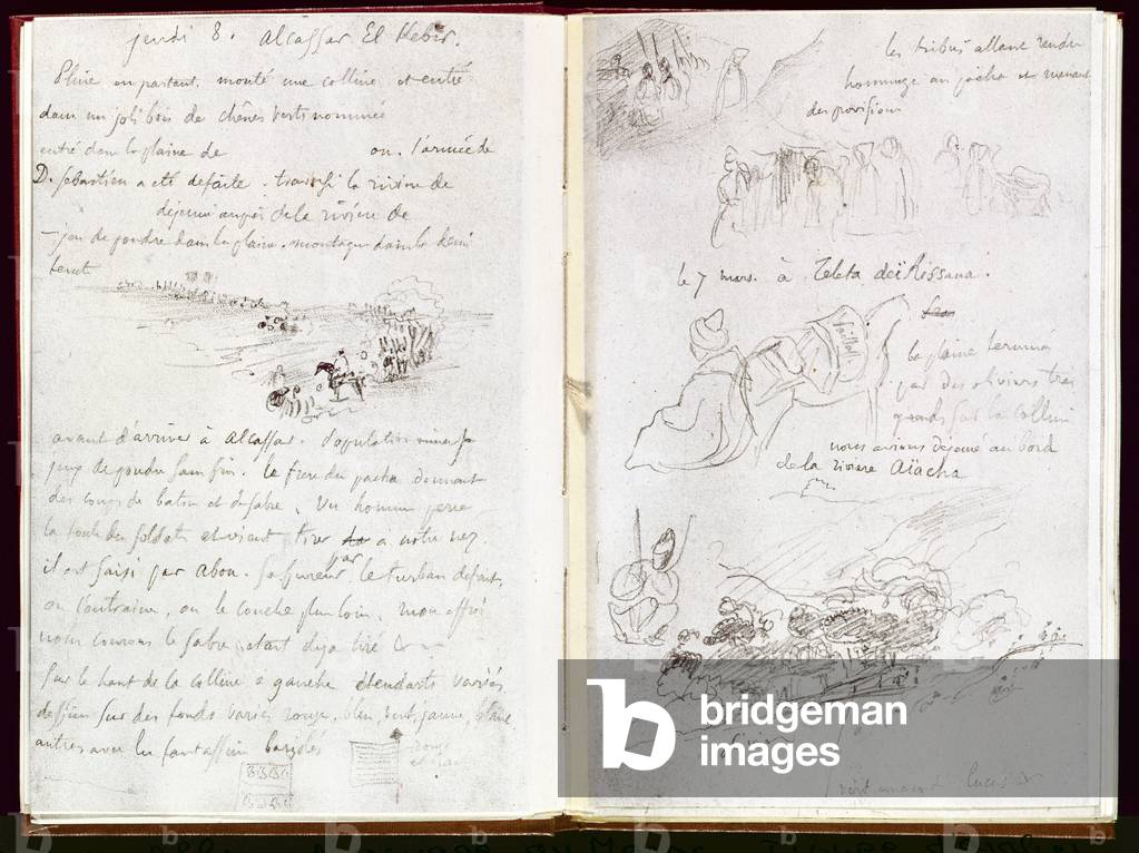 Image of Drawing depicting Album of North Africa and Spain: horsemen 1832 by Ferdinand Victor Eugene Delacroix