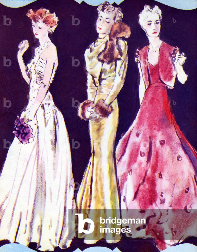 Image of French fashion: evening dresses, 1938.