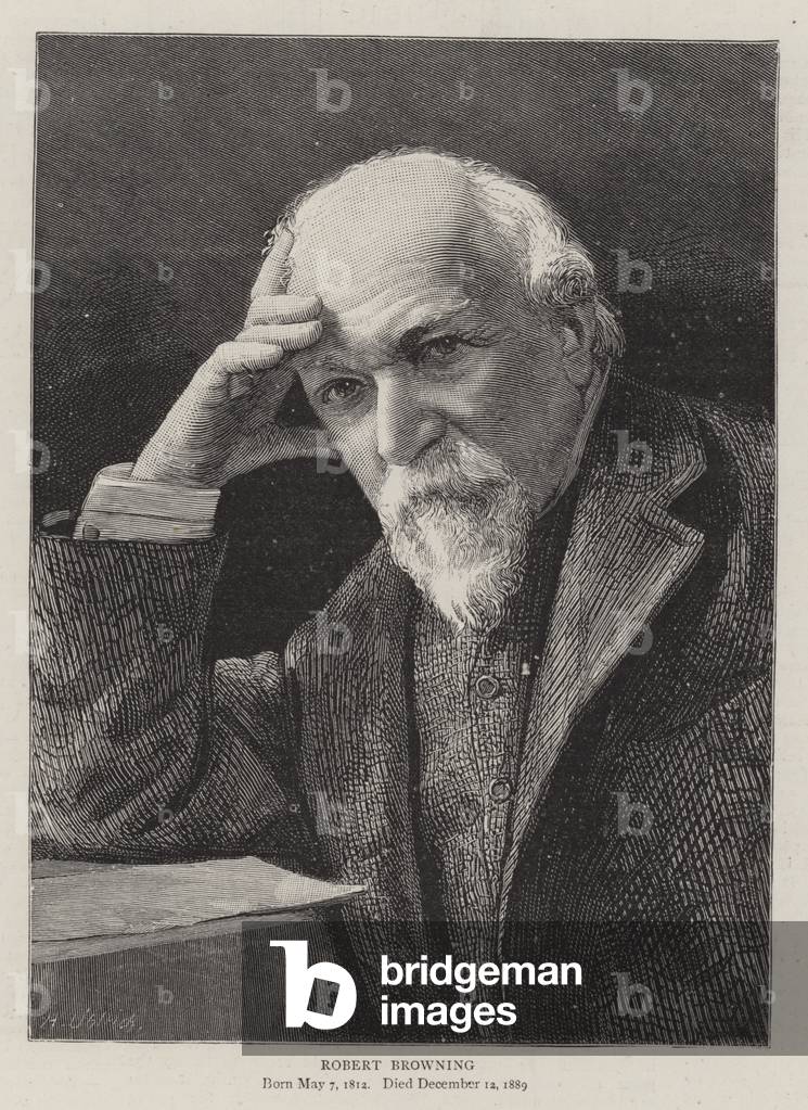 Robert Browning (engraving) by English Artist, b/w