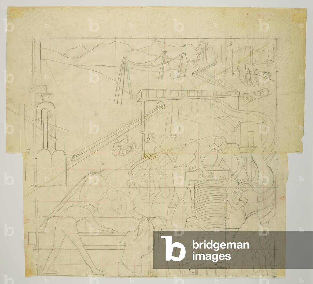 Étude pour la peinture murale Pan American Unity [panneau 5, haut], Golden Gate International Exposition, San 