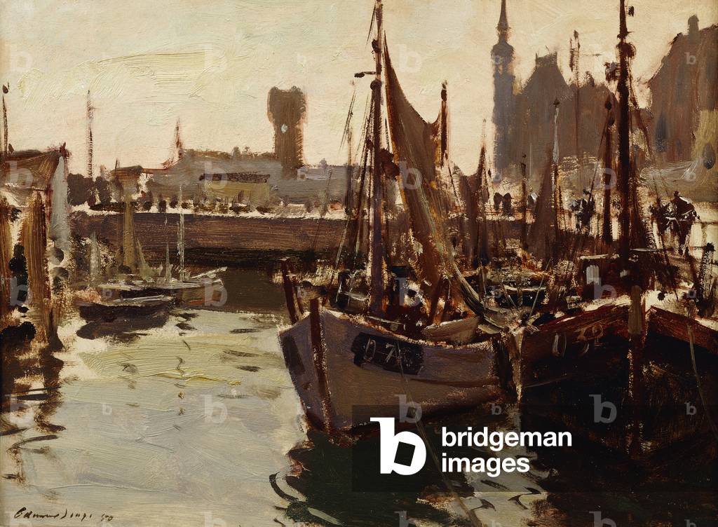 Immagine di Dipinto "Gamberetti Barche", 1950 di Edward Seago