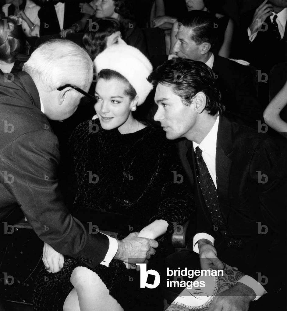 Immagine di Fotografia "Romy Schneider e Alain Delon al Concerto di Gilbertbecaud all'Olympia" 1964, b/w