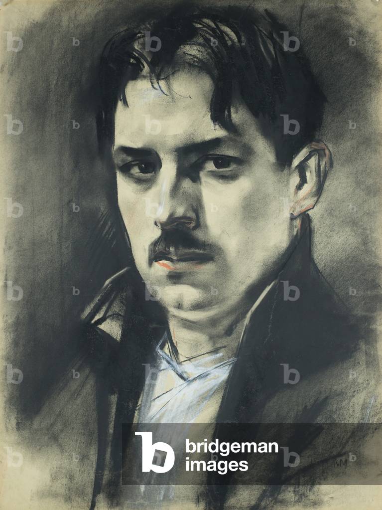 Autoritratto (pasel con riflessi bianchi & rossi)