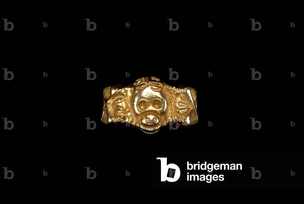 Anello (sormontato da teschio e ossa incrociate), sec. XIX (oro)