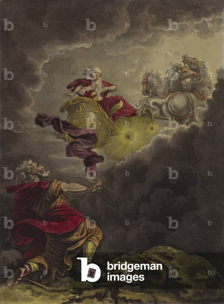 "Elijah Taken Up to Heaven (incisione)" 1801 di Theodore Lane