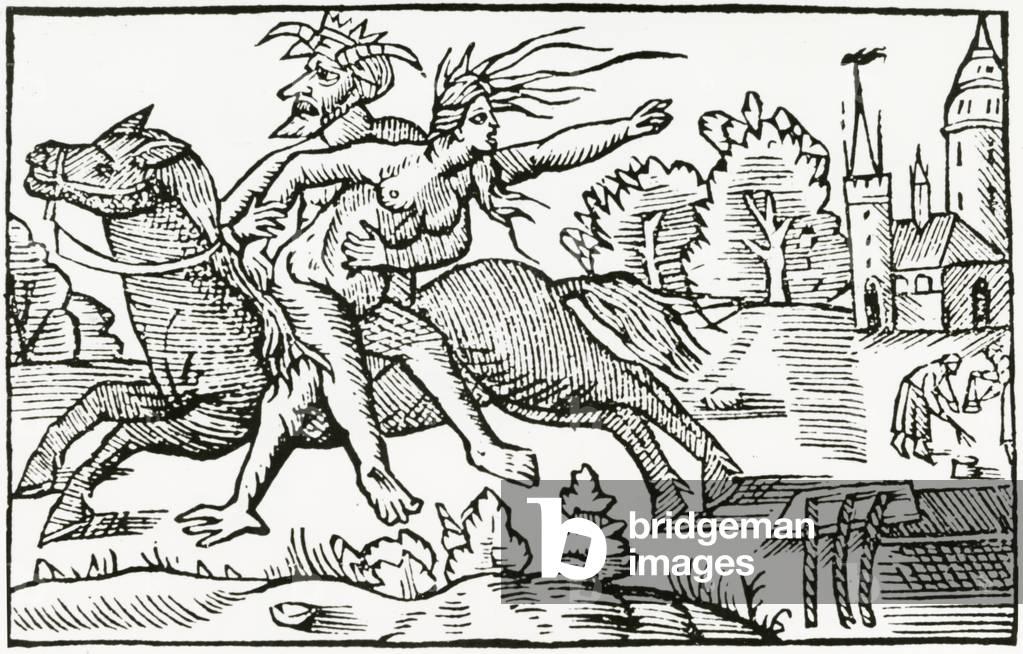 Rappresentazione di stregoneria. XVI secolo (incisione)