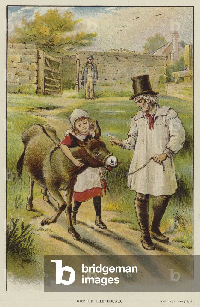Esel aus einem Pfund freigegeben (chromolitho)