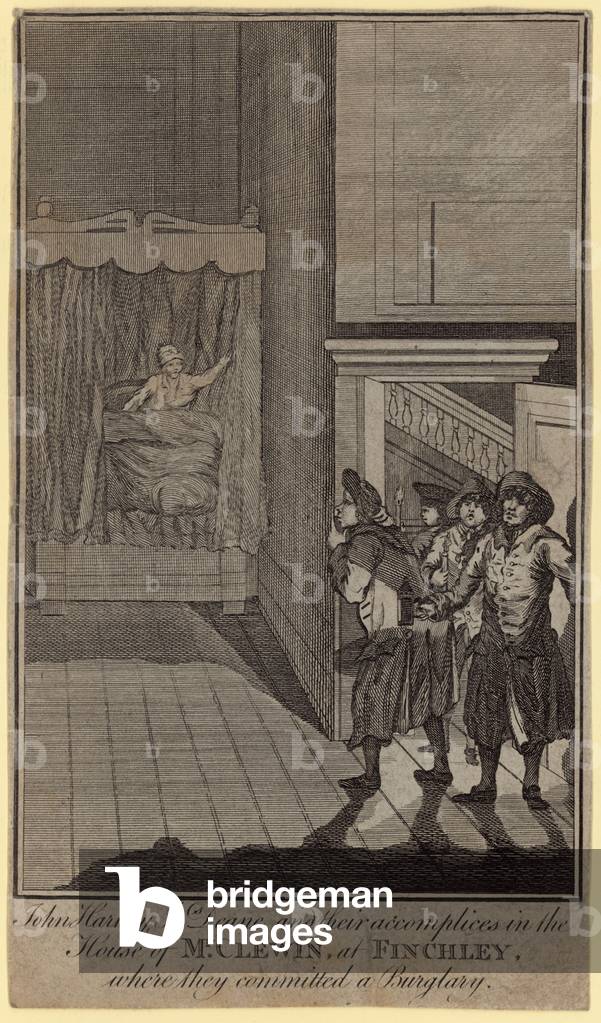 John Hartley, James Deane e i loro complici nella casa di Mr Clewin (incisione)