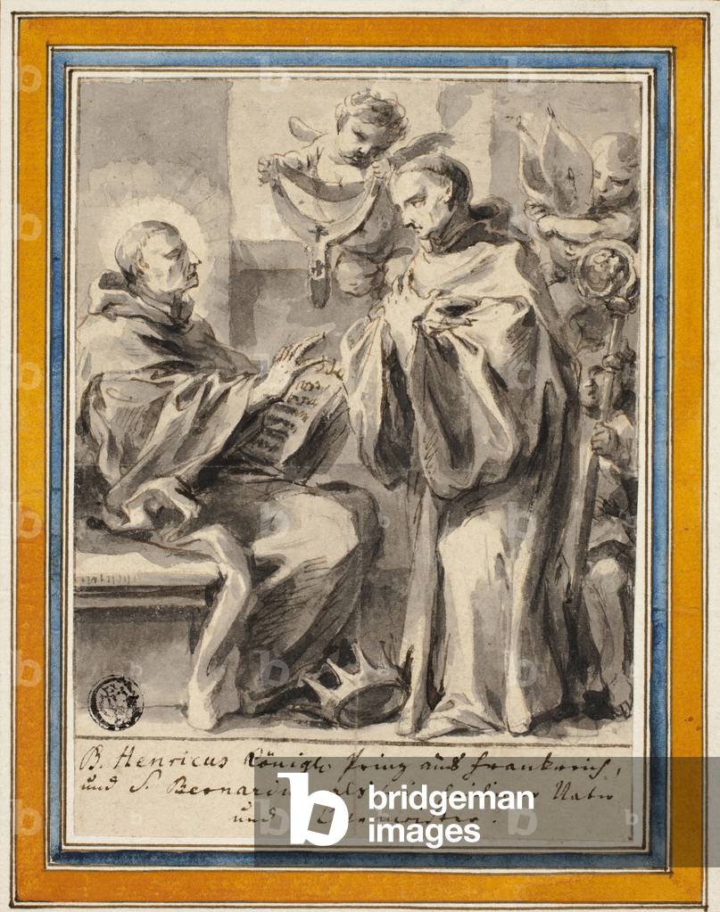 "König Heinrich von Frankreich und der heilige Bernhard von Clairvaux (Stift & schwarze & braune Tinte" von Eu