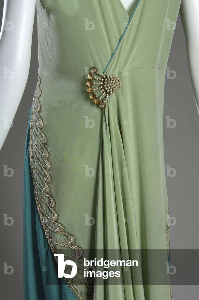 Image of Evening dress, c.1928 (back oblique detail view), Silk charmeuse,  pearl, by Callot Soeurs Fashion House (est.1895)