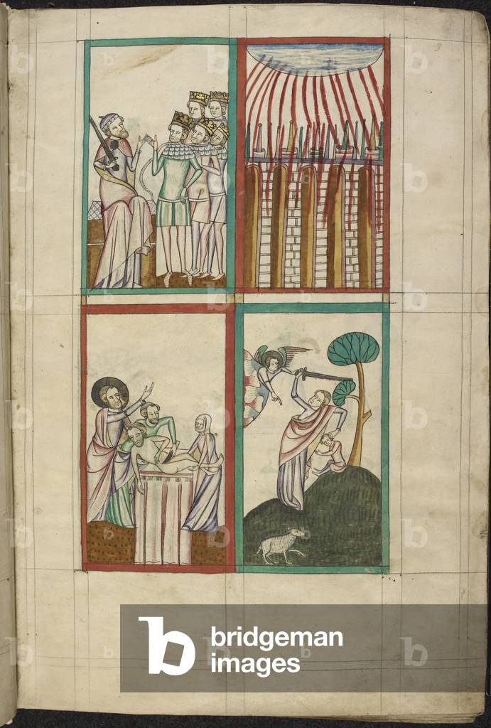 Abraham and five captive kings; the Circumcision of Abraham; the burning of Sodom; the Sacrifice of Isaac