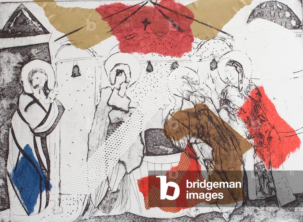 La presentazione, 2014 (stampe monocromatiche su lastra collagraph su carta chine colle)